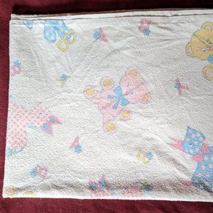 Vintage Flannel Receiving Blanket - Scotty Dogs and Teddy Bears - c mid-1970s